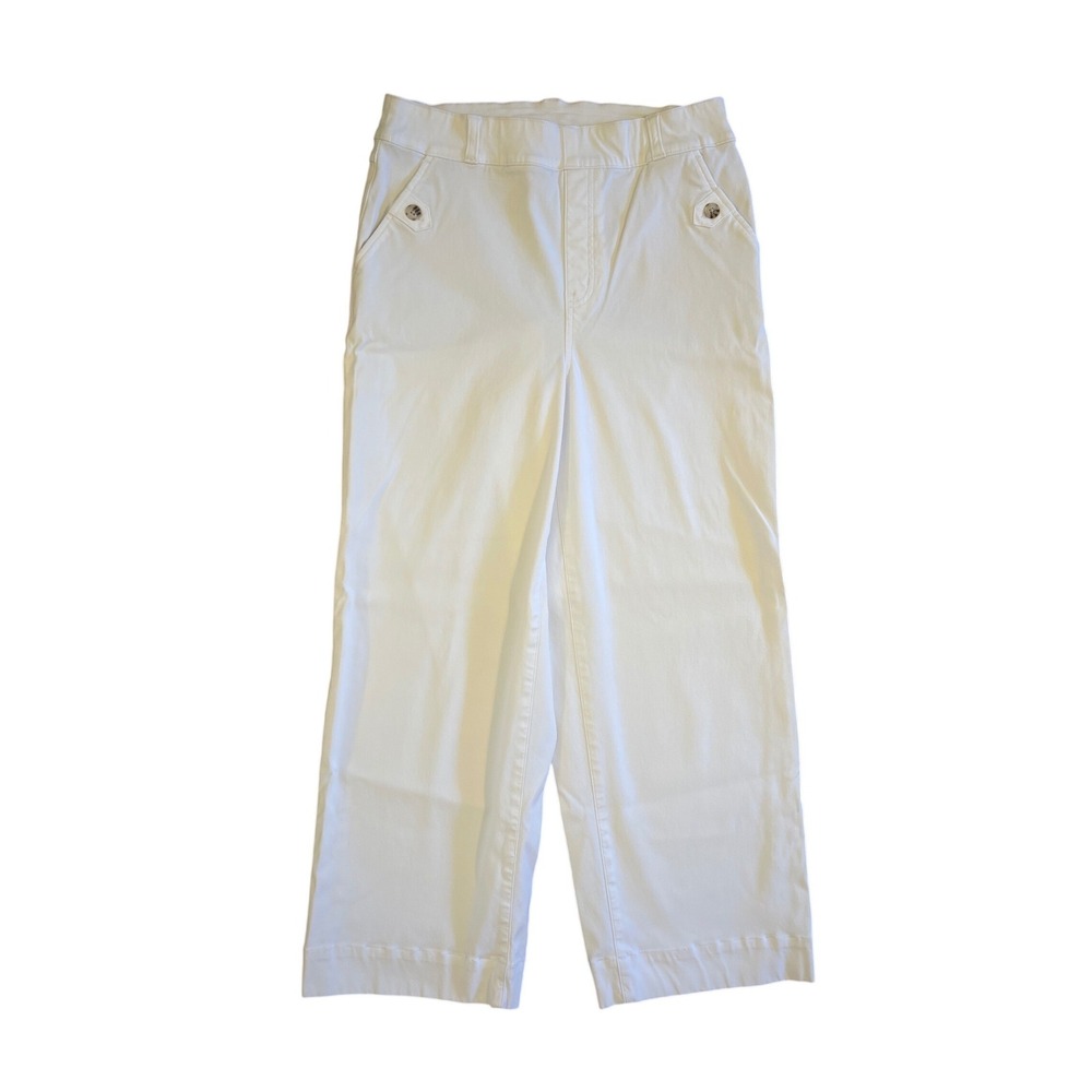 SPANX 20312R Stretch‎ Twill Cropped Wide Leg Bright White Large Coastal
